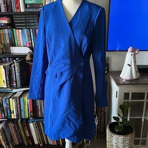 Intempo Size Large Blue Suit Dress Coat dress wrap style